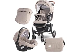 Poussette combinée duo 2 en 1 avec siège auto DAISY SET Lorelli beige