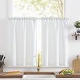 Lot De 2 Rideaux Cuisine Brise-Bise Rameau D'Olivier Imprimé Oriental Vintage – Beige Lin 65x90 Cm