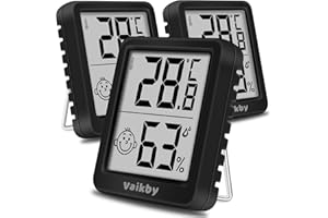 Hygrometer Thermometer Innen Digital Vaikby 3 Stück- Luftfeuchtigkeitsmesser & Raumthermometer, Hohe Präzision, Einfach abzulesen, Energiesparend, für Innenräume wie Wohnzimmer, Schlafzimmer, Büro