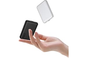 [2 Stück] Miady Mini Power Bank Klein Aber Stark, 5000mAh 2,4A USB C (Input&Output) Externer Akku, Handy Powerbank mit Kabel, für iPhone, iPad, Samsung, Galaxy