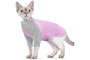 PUMYPOREITY Sphynx - Maglione per gatto, in pile, caldo, per l'inverno, con maniche (viola, M)
