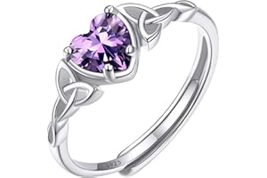 ChicSilver Bague Femme Argent Reglable,Anneau Fiançailles Ajustable avec Pierre Coeur et Celtique,Bijoux Brillant Cadeau Femme pour Noel Anniversaire