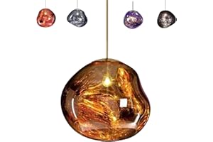 SNBGRYE Lustre Moderne en Verre Fusionné, Lustre à Abat-Jour en Verre IrréGulier à LED, Corde De Suspension RéGlable De 150cm, Lustre Suspendu en Lave, pour Magasin, Club, éClairage IntéRieur,B-30cm