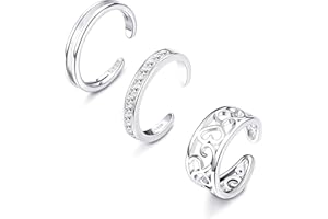 LOLIAS Juego Anillos del Dedo del Pie Plata de Ley 925 Abierta Anillo de Dedo para Mujeres Niñas