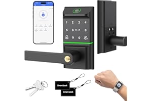 MYPIN Smart Door Lock with Biometric Fingerprint & Touchscreen Keypad, Keyless Smart Lock, 7-in-1 Unlock, Compatible with Apple Watch for Front/Exterior/Interior Doors