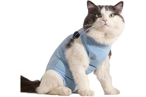 Eyeleaf Body Gatto Post Operatorio Sterilizzazione Tutina Gatto Post Operatoria per Ferite Addominali o Malattie della Pelle per Impedire Leccare Ferita (Blu, L)