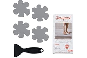 Secopad Pegatinas Antideslizantes para bañera, Bandas de Seguridad para Ducha, Apliques Adhesivos con raspador Premium (Gris)