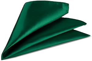 Trimming Shop Men’s Satin Pocket Square Handkerchief – Solid Colour Suit Hanky for Wedding, Groom, Prom, Party Unisex Plain Formal Wear Fashion Pocket Square, Soft Satin Dress Hanky (23cm, Dark Green)