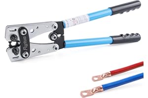 Flytuo HX-50B Battery Cable Lug Crimping Tool Kit - Wire Lug Crimper for 6-50mm²(AWG 10-1/0) Battery Cables, Heavy Duty Battery Crimp Plier with Thickened and Reinforced The Metal Plate