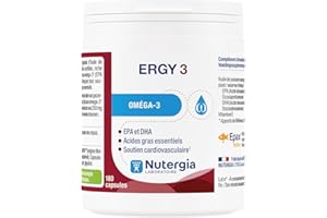Nutergia – Oméga-3 – Apport en oméga-3, EPA et DHA et soutien cardiovasculaire – Complément alimentaire – 180 Capsules – Fabrication Française