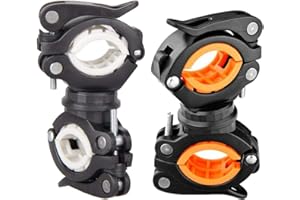 YEEMEEN Support Lampe Vélo, 2Pcs Support Lampe Torche Velo, Pince Lampe Torche Velo Réglables à 360°, Universel Clip Lampe Torche Vélo Support de Fixation 2 Couleurs