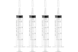 Sprutor 20 ml spruta 4 stycken 20 ml engångssprutor plast doseringsspruta | HXC spruta 20 ml med lock steril foderspruta för laboratoriedjurfoder växtbevattning lim tillsats halloween