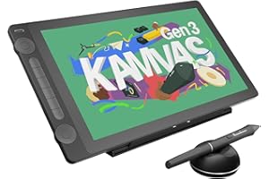 HUION KAMVAS 16 (Gen 3) Drawing Tablet with Screen, 15.8 inch 2.5K QHD Art Tablet with Full Laminated Anti-Sparkle Glass, 120% sRGB, PenTech 4.0, 16384 Pen Pressure, Dual Dials for Mac, PC, Android