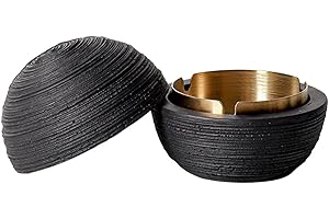 Cutfouwe Outdoor-Mülleimer aus Beton - Allwetter-Metall-Innenzylinder, Rutschfeste Basis - Perfekt für Terrasse, Camping und Garage,Schwarz,10cm