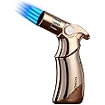 GO2CAMPS Jobon Windproof Torch Lighter Butane Refillable Gas Lighter 4-Jet Flame Adjustable (Butane Gas Not Included) for Bakhoor charcoal,Cigar,Candle,Cooking,Camping,Baking,BBQ(Gold)