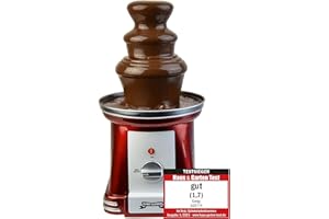 Gadgy 3-poziomowa fontanna do czekolady - Fontanna do czekolady ze stali nierdzewnej - Fontanna do czekolady w stylu retro - Fontanna do czekoladowego fondue 90 W - Fontanna do czekolady czerwona