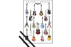 1art1 Chitarre Stampa (91x61 cm) Guitar Heaven, Rock Hall Of Fame E Coppia Di Barre Porta Poster Nere