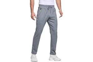 ZOXOZ Pantaloni Sportivi Uomo Cotone con Tasche Zip Elastico in Vita con Coulisse