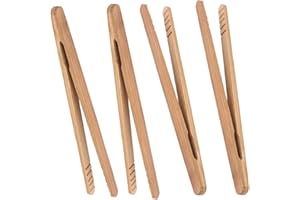 YiXuTag Pinces à toast classiques réutilisables en bambou – Pince de cuisson en bois, idéale pour grille-pain, fruits, pain et cornichons, ustensile de cuisine pour fromage | Lot de 4