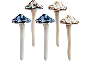 LTHERMELK 5 Stück Keramik Pilz Bunte Gartenpilze Toadstool Fliegenpilz Deko Garten Töpfe Dekoration Keramik Ornament für Fairy Garden Deko Blumentopf Rasen