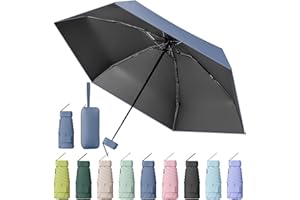 MPXEAVG Kompakter Regenschirm, Mini Schirm, Schirm UV Schutz, Regenschirm Damen Klein, Ultraleicht, Sonnenschirm Tragbar, Regenschirmbox