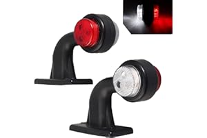 AUTOXBERT 2pcs Elbow LED Side Marker Lights 12-30V Waterproof Trailer Side Marker Lamp Double Side Warning Light White/Red for Truck Trailer Lorry RV Caravan