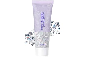 HTRUIYATY Body Glitter Gel Glitter Liquid Face Body Glitter Gel Festival Glitter Mermaid Sequins Chunky Glitter Liquid Face Hair Makeup Long Lasting Sparkling Silver Style2