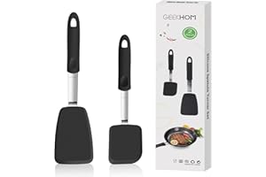 Silicone Spatula Turner for Nonstick Cookware - GEEKHOM 600°F Heat Resistant Flexible Kitchen Spatula, Small Cooking Utensils Non Scratch Spatulas, Accessory for Burger, Egg, Baking