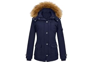 heekpek Abrigo Mujer Invierno Parka Impermeable Cortaviento Abrigo de Invierno Cálido Chaqueta Larga Mujer con Capucha Desmontable y Múltiples Bolsillos