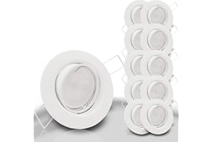 ‎TRENDLIGHTS24 trendlights24 Decora LED Einbaustrahler 230V Weiß rund 10er Set - Spots 6W 450 lm GU10 Warmweiß austauschbar - Decken Einbauleuchte 68 mm Lochmaß