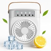 Coverzone Rechargeable Mini Steam Air Cooler, Portable Portable Mobile Aqueous Air Conditioner, 3 Wind Speeds, 3 Fog Modes, Frosted Fan