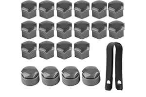 Fybida Wheel Nut Cover, 20pcs 17mm Nut Car Wheel Auto Hub Screw Protection Anti‑theft Cover Cap(grey)