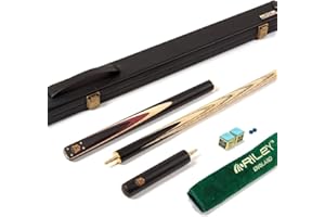 BCE Heritage Sapele Mahogany ¾ Cut Snooker Cue - 145cm- 9.5mm tip with 15cm Extension & Hard Case + Accessory Pack inc; ROS tips, Triangle Chalk & Towel (Black/Natural Wood)