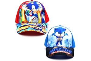 FYDZBSL Sonic Gorra de Béisbol, 2 Piezas Sonic Baseball Cap Dibujos Animados Protección Solar Sombrero Gorra Sonic Sombrero Deportivo Gorra Infanti Gorra con Visera Deportes Ajustable Regalos para Niños