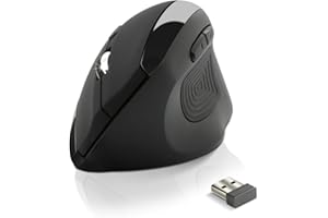 NEWWAY - Souris Verticale sans Fil A4 Ergonomique - 3200 DPI - Repose Pouce, Main, Poignet - Prévention Contre Les Syndromes De La Souris Et De L'Epicondylite – Nano Récepteur Intégré 10 M