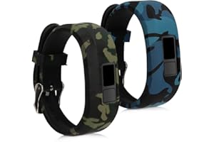 kwmobile Pasek do zegarka TPU kompatybilny z Garmin Vivofit jr. / jr. 2-2 x tracker fitness, zapasowy pasek sportowy na nadgarstek, zestaw kamuflażowy czarny/jasnozielony/ciemnozielony