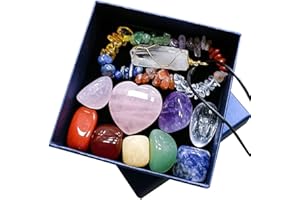DOEUNNER Healing Crystals Set Gemstones Gifts Beginners Chakra Stones Spiritual for Women Raw Gem Protection Real Box Necklaces Bracelet Amethyst Rose Quartz Pendant Carnelian Citrine Teenage Birthday Pack