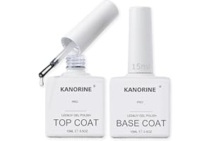 ‎KANORINE KANORINE 15ml Base Coat Top Coat UV LED Gel Nagellack Gellack Unterlack & Überlack Set Nägel Maniküre Kit 2×15ml