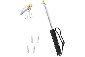 DIFOUNMAS Asta telescopica per bandiera con clip, portatile, estensibile, in acciaio inox, asta retrattile, per campeggio, festival, guida turistica, insegnamento, colore nero, 2 m