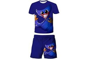 EAST-HAI-BUY Ensemble De Pyjamas pour Garçons Anime Cartoon 3D Costumes À Manches Courtes Fille Hauts Shorts Costume De Sport Enfants T-Shirt Vêtements