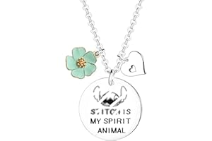 NIMTEVE Cute St**ch Gift St**ch Necklace Jewellery Pendant Necklaces Gifts for Daughter, Son, Niece, Nephew, Girls, Boys, Best Friends Birthday Christmas Gifts St**ch is My Spirit Animal
