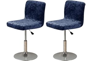 LIFEDX Bar Stool Covers Stretch Set of 2/4/6 Pack, BarStool Chair Slipcovers with Backs Square Washable, Stool Cushion Slipcover for Counter Height Mid Low Back Chair Protecto Removable-Navy Blue||2PCS