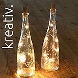  BonAura - Corchos LED para botellas de vino - Decora tus botellas vacías gracias a las bonitas luces para botellas - Extraordinarias lámparas para montar uno mismo (10 unidades) con 20 LED