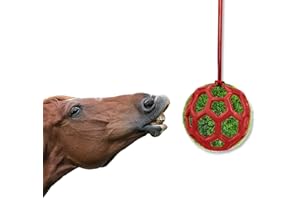 Andiker Heu-Futterball, Pferde-Leckerli-Ball, hängendes Heu-Futter-Spielzeug, um Spaß zu haben und Stress abzubauen, Pferde-Futterball zur Verbesserung der Pferdeverdauung, Heuball für Pferde (rot)