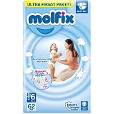 Molfix 6 Numara Extra Large Bebek Bezi, 15+ kg, 62'li Paket