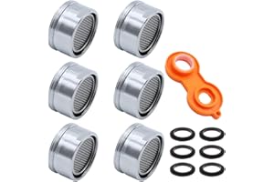 JaneYi (6 Piezas) Aireador de Grifo Repuesto M24 Acero Inoxidable Cocina Baño Grifo Filtro de Burbujas Grifo de Ahorro de Agua Boquilla de Rosca Macho con 6 Juntas de Goma y Una Llave de Aireador