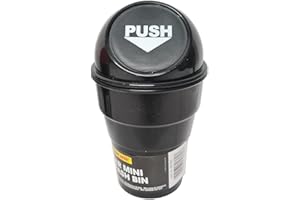 Malabsy Car Mini Trash Can with Lid Garbage Dust Rubbish Bin Universal Fits Cup Holder in Console or Door (Black)