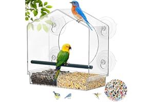 ANYINGKAI Comedero para Pájaros de Ventana - Acrílico Transparente, Casa para Aves, Montaje en Ventana