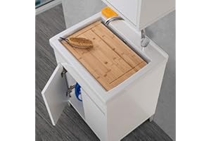 INBAGNO Asse lavapanni in legno di bambù, L.50,7 x P. 31,5, miele naturale, per vasca LAVATOIO in ceramica 60x50