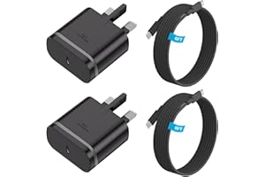 JESINOR for Samsung Charger, 2 Pack 25W USB C Charger, Super Fast Charging Plug and Cable 2M, Wall Adapter for Samsung Fast Plug for S25/S24/S23 Ultra/S22/S21/S20 FE/A55/A54/A53/A52/A35/A34/Z Fold, Flip 3/4
